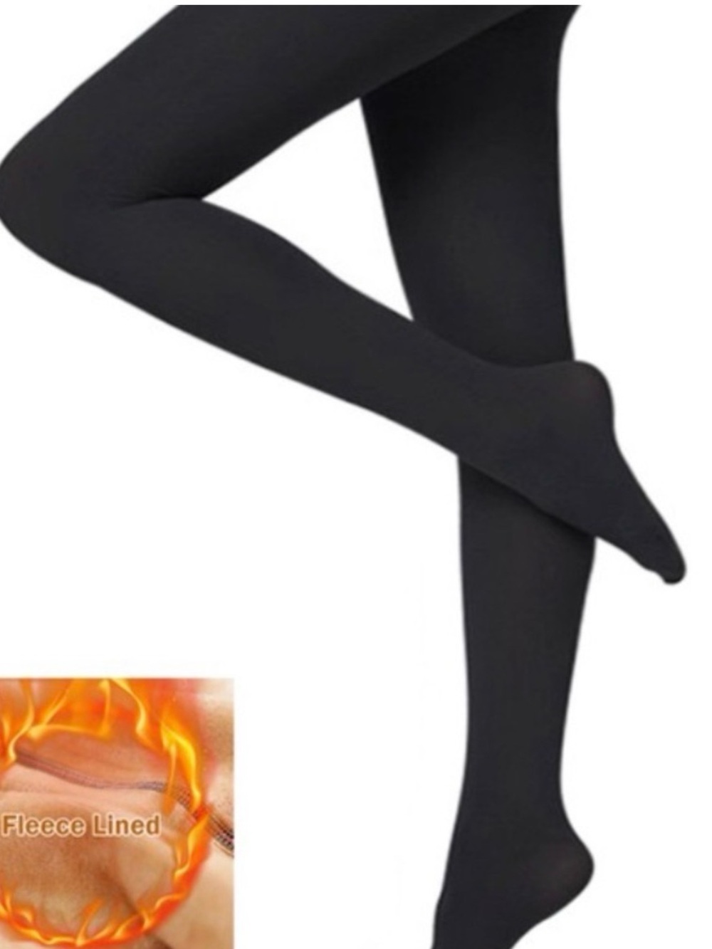 Black Fleece-Lined Thermal Tights